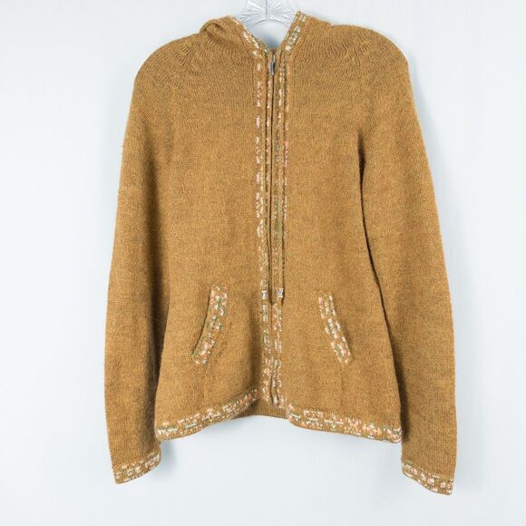 The Alpaca Connection Peruvian Hand Made Full Zip Hooded Sweater Womens Medium - Picture 1 of 16